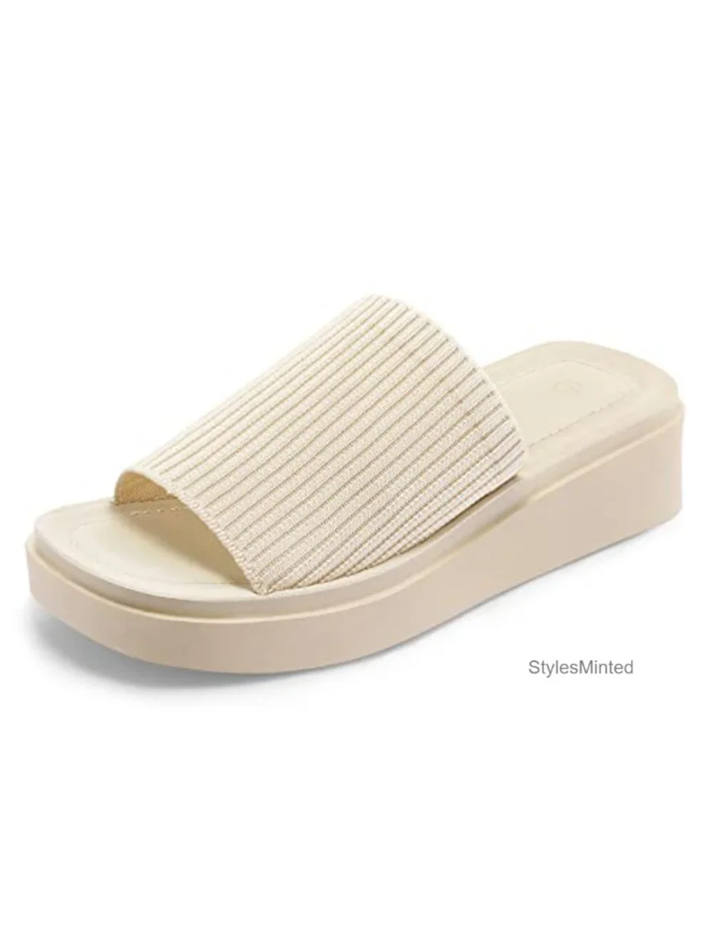 Women's Knit Platform Sandals Breathable Non-Slip Summer Slides
